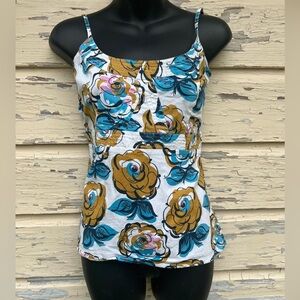 Vintage Y2K Fossil Floral Hawaiian Babydoll Strappy Tank Top Summer Blouse